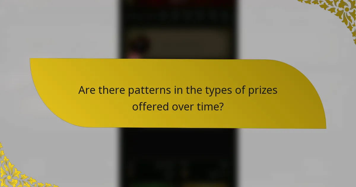 Are there patterns in the types of prizes offered over time?