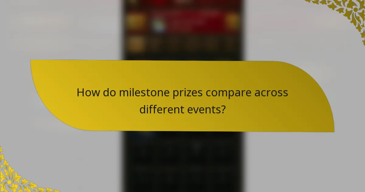 How do milestone prizes compare across different events?
