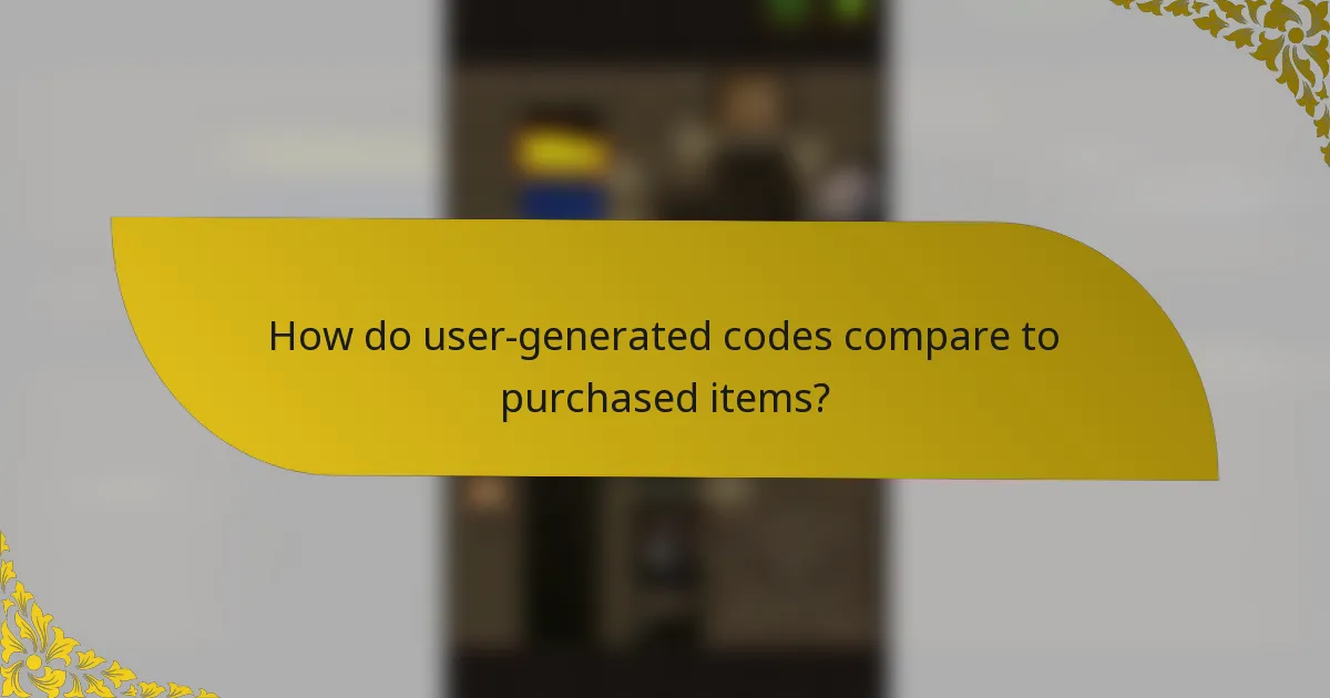 How do user-generated codes compare to purchased items?
